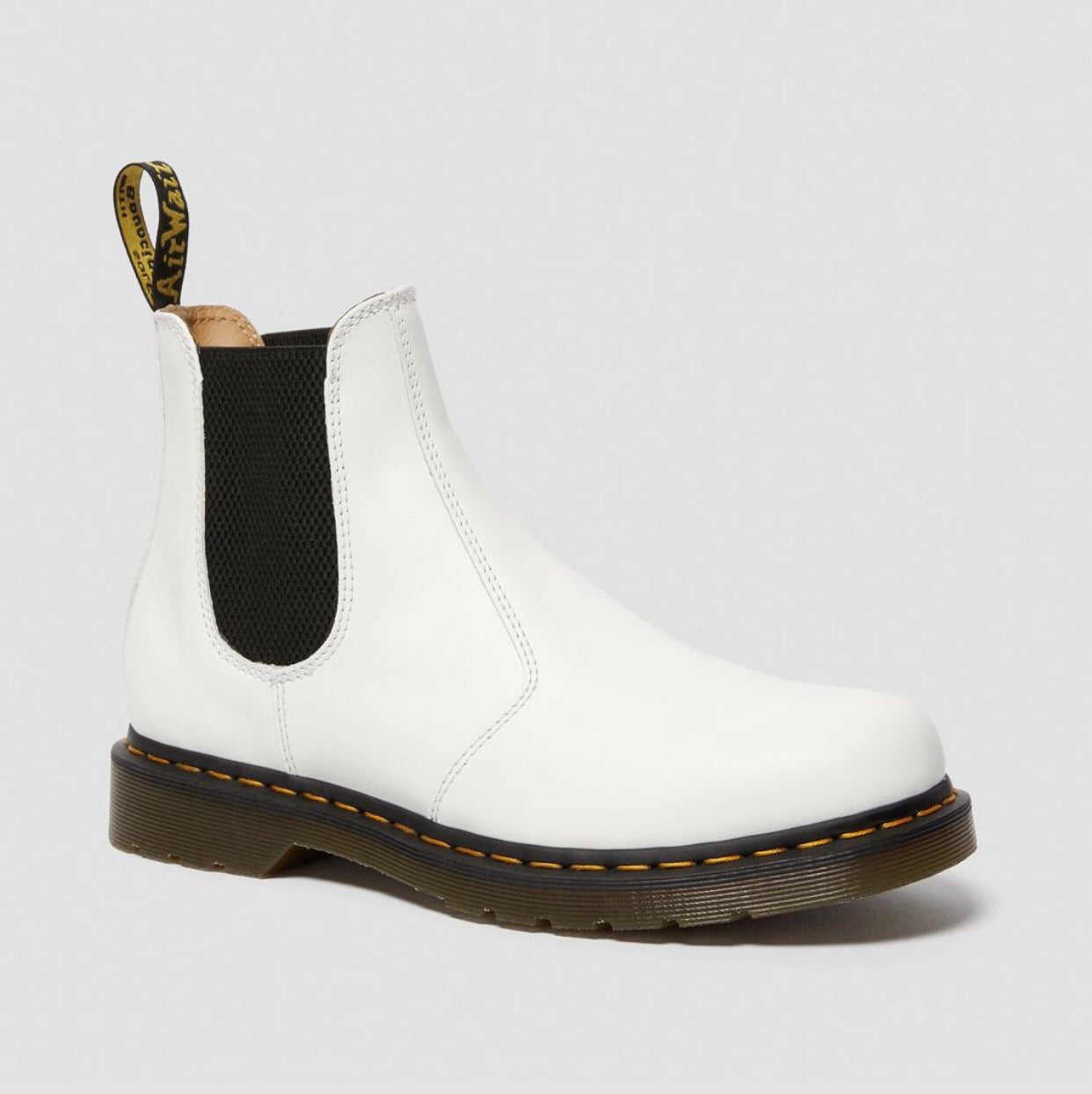 Dr. Martens 2976 White Yellow Stitch Chelsea Elastic Sided Boot