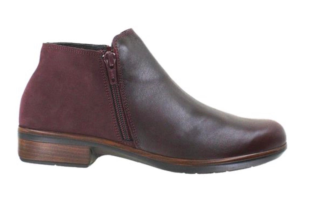 Naot Helm Violet Bordeaux Combo Double Zip Ankle Boot Made In Israel