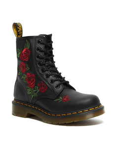 Dr. Martens 1460 Vonda Black Softy T Floral Ankle 8 Eyelet Boot