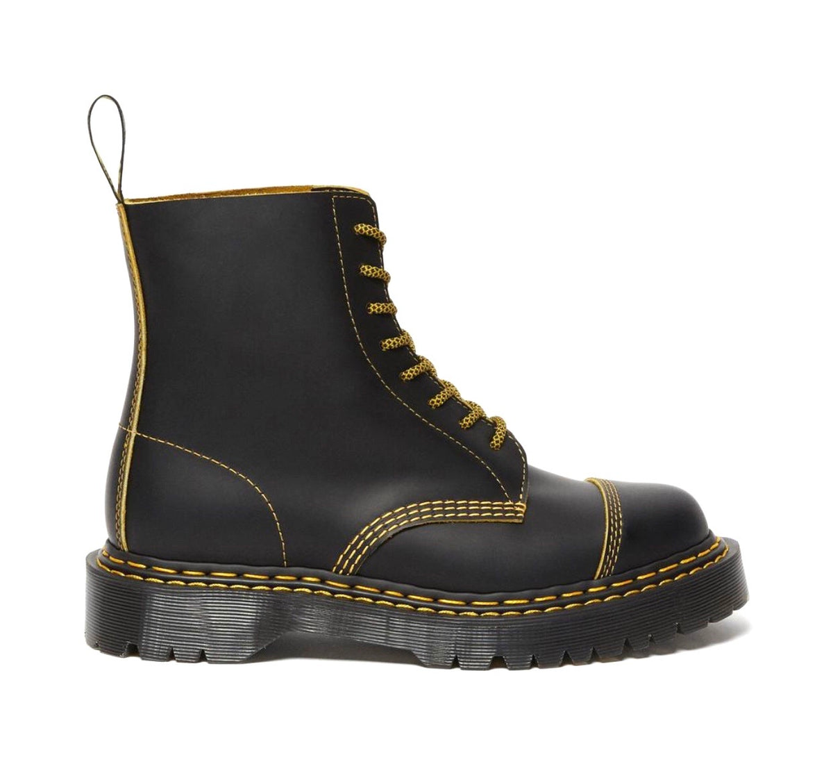 Dr. Martens 1460 Black Yellow Pascal Bex Double Stitch 8 Eyelet Boot ...