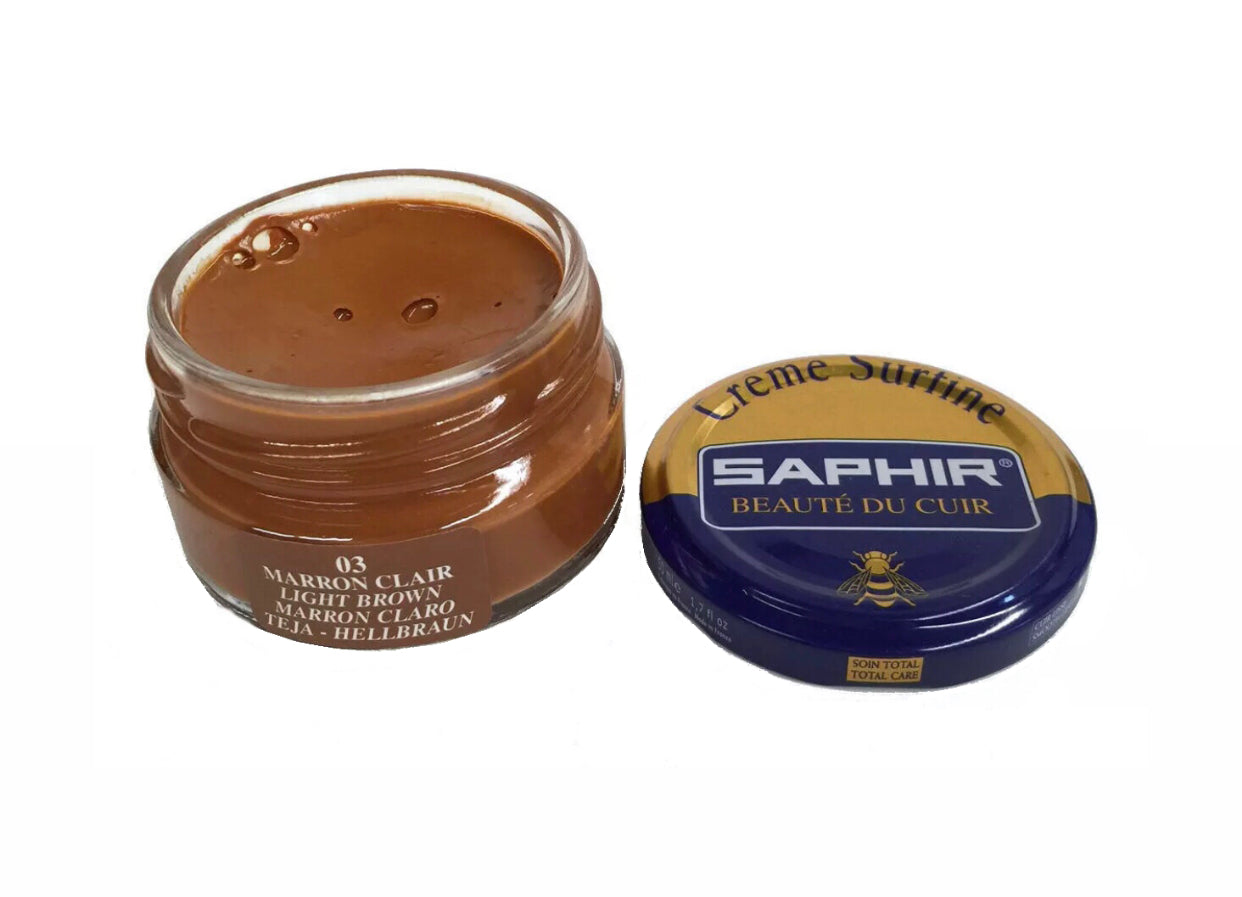 Saphir Marron Clair Light Brown Renovating Cream Polish 50ml Made In France