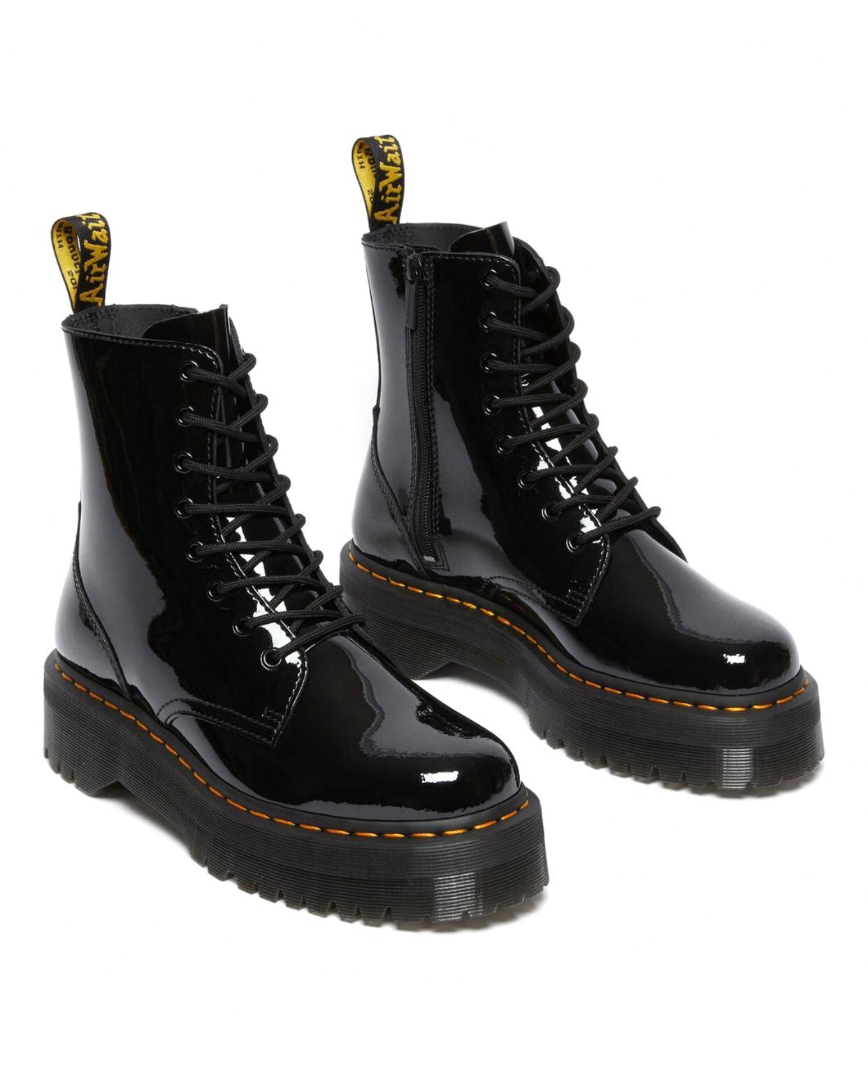 Dr. Martens Jadon Black Patent Zip Platform Ankle 8 Eyelet Boot