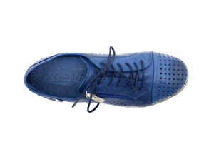 Cabello Comfort EG17 Ocean Blue Perforated 6 Eyelet Zip Shoe Made In Turkey