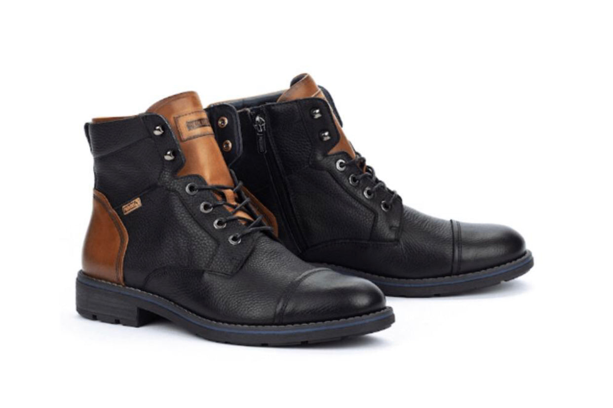 Pikolinos M2M-8170 Black 6 Eyelet Zip Ankle Boot Made In Spain