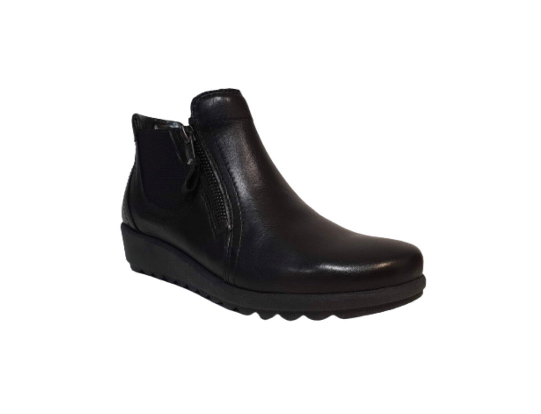 Relax Black 182-132 Elastic Zip Ankle Boot Made In Albania