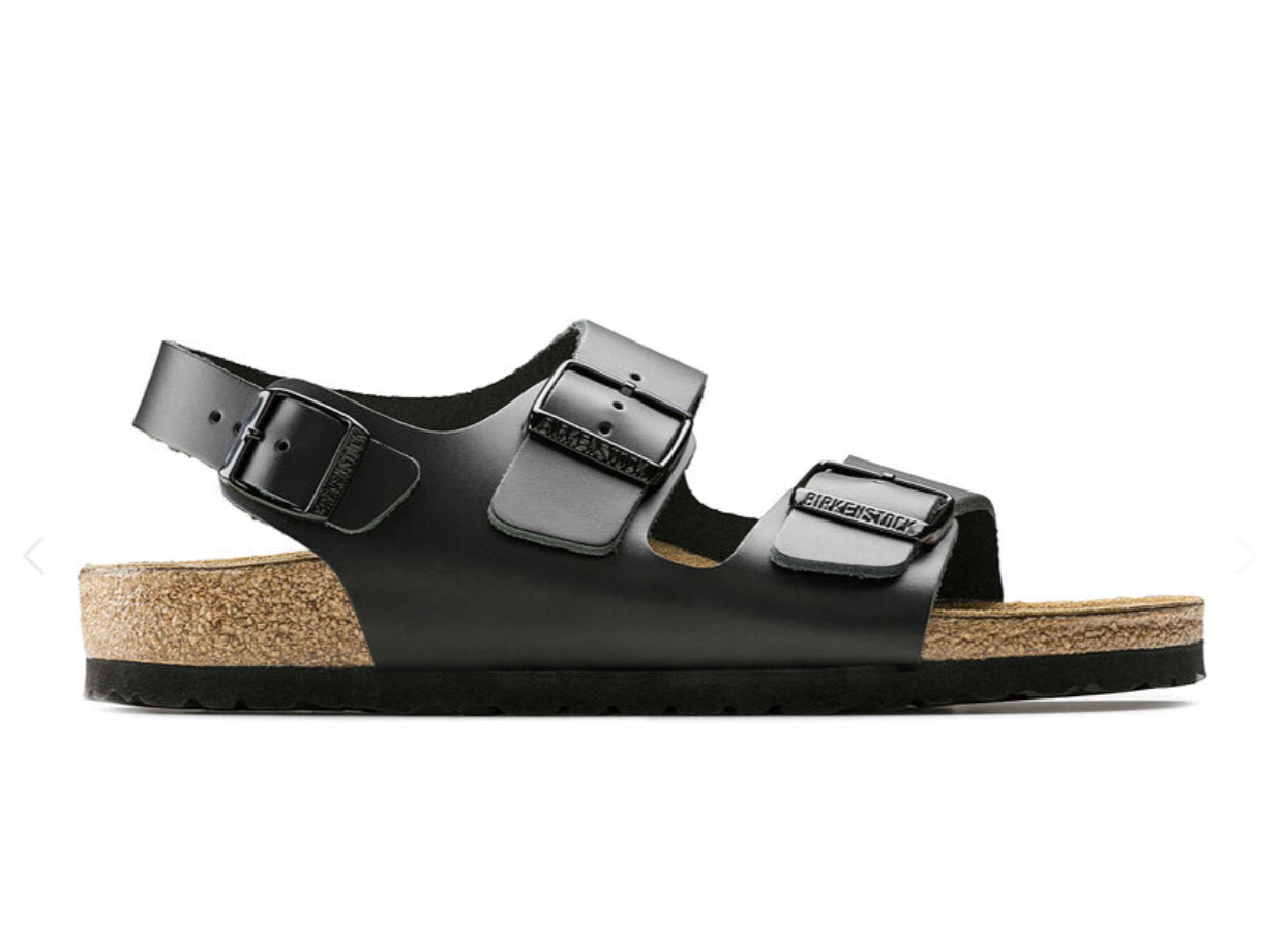 Birkenstock Milano Black Smooth Leather Made In Germany