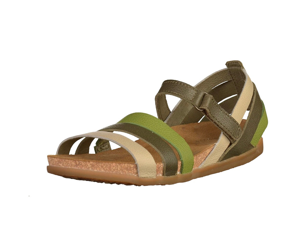 El Naturalista NF42 Khaki Mixed Sandals Flats Made In Spain