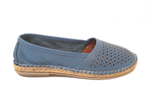 Bueno Tikka Anar Sky Blue Perforated Slip On Shoe Made In Turkey
