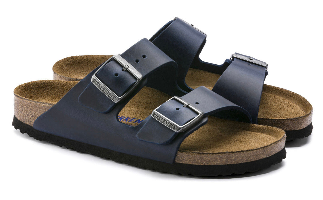 Birkenstock Arizona Blue Oiled Leather Soft Footbed Made In Germany