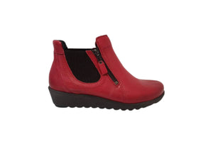 Relax 182-132 Cardinale Red Elastic Zip Ankle Boot Made In Bosnia