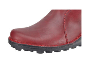 Fly London Mol Red Leather Zip Up Knee High Made In Portugal