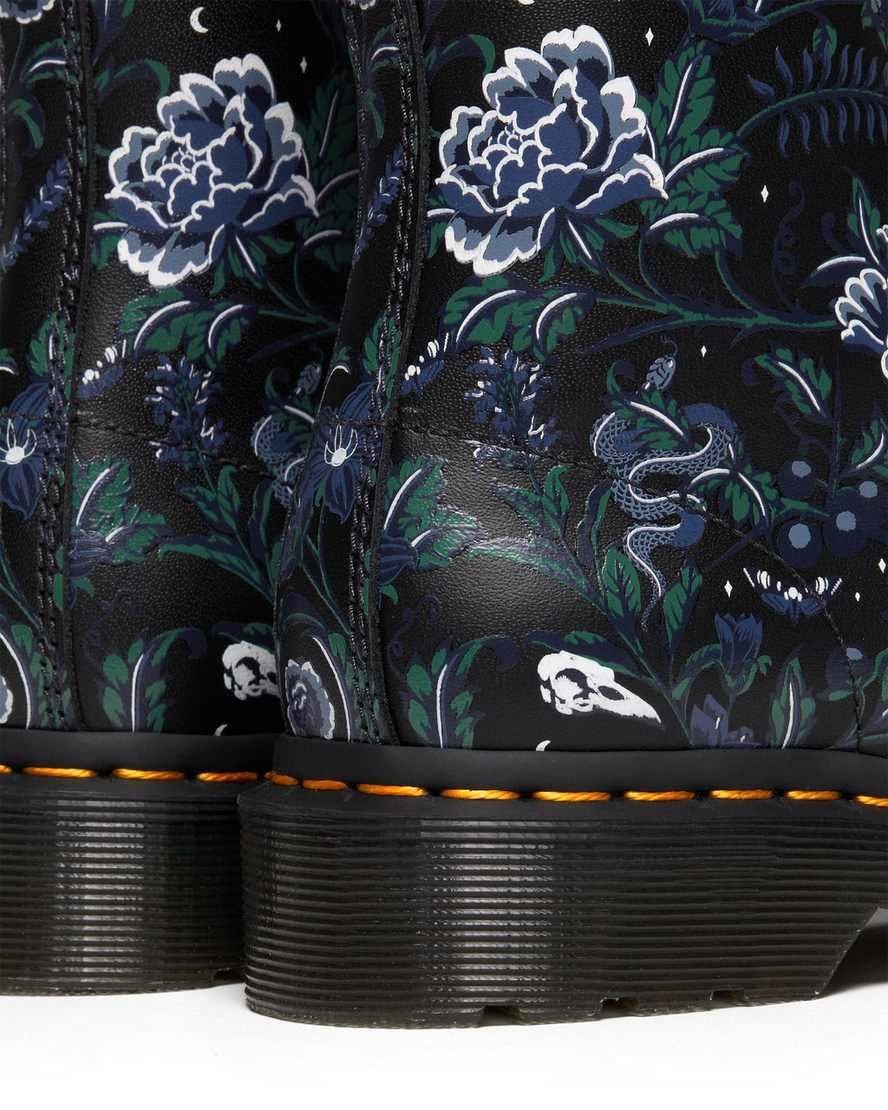 Dr. Martens 1460 Pascal Black Mystic Garden Floral Backhand Ankle 8 Eyelet Boot