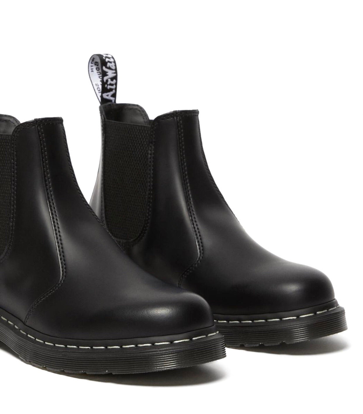 Dr. Martens 2976 Black Smooth White Stitch Chelsea Boot