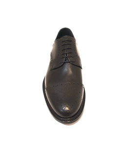 Brando Terzo Black Vitello Nero Cuoio Leather 6 Eyelet Semi Brogue Made In Italy