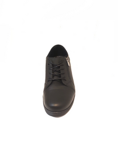 Cabello Comfort EG18 Jet Black 6 Eyelet Zip Shoe Made In Turkey