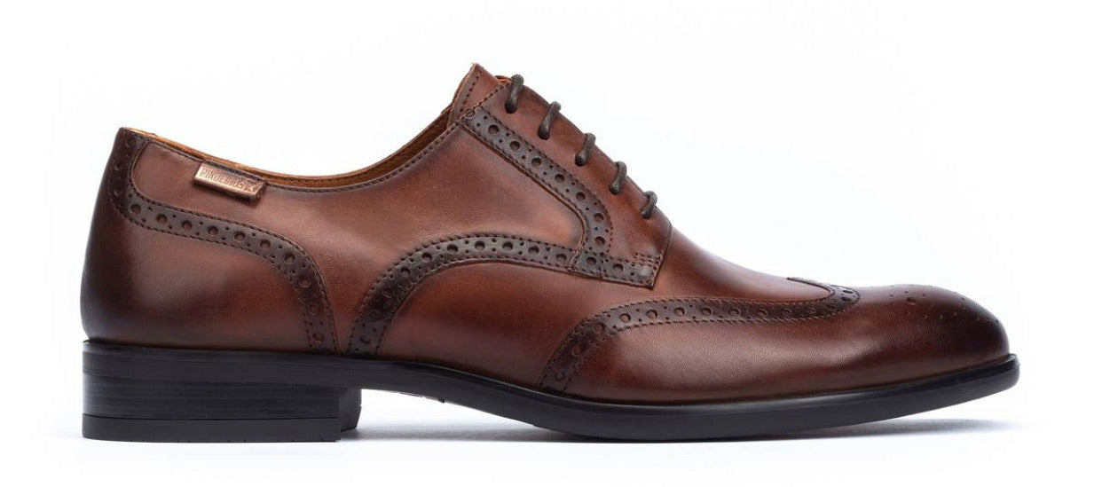 Pikolinos M7J-4186 Cuero Light Tan Mens Brogue 4 Eyelet Lace Up Made In Spain