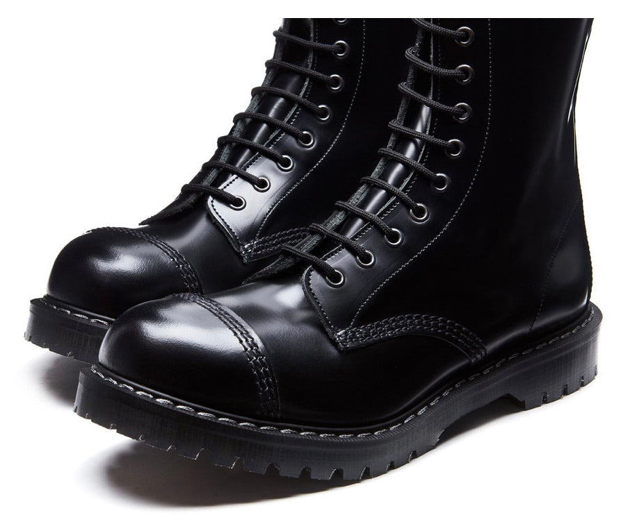 Solovair Black Steel Toe 11 Eyelet Boot Made In England