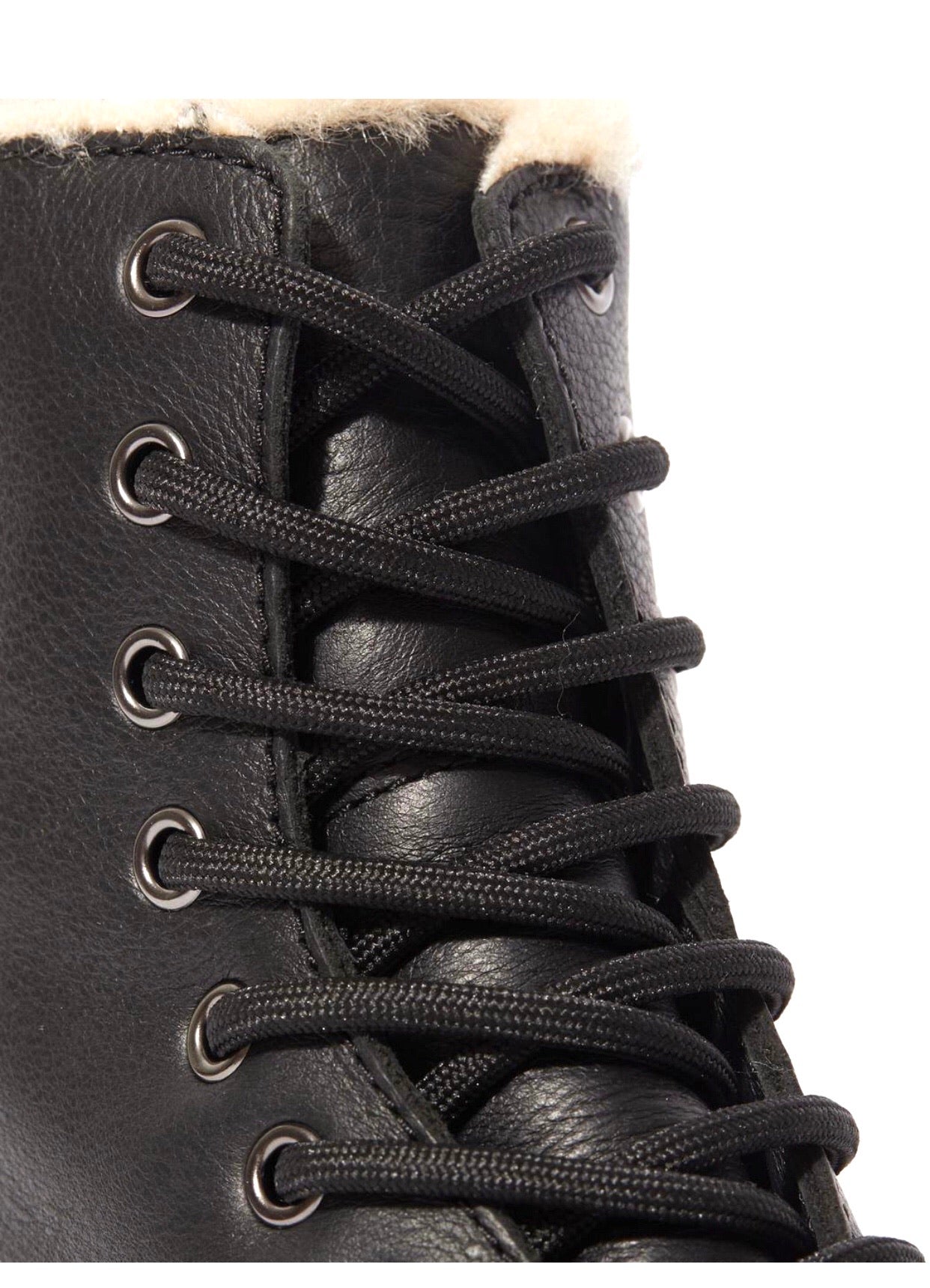 Dr. Martens Jadon Black Pisa Faux Fur Lined Platform Ankle 8 Eyelet Boot