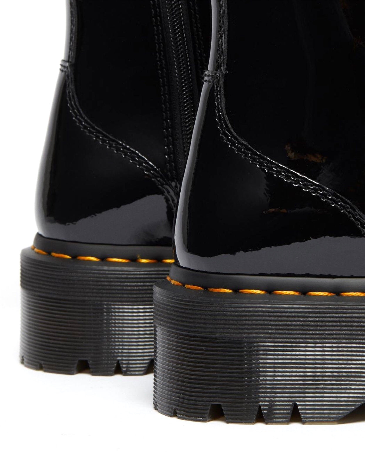 Dr. Martens Jadon Black Patent Zip Platform Ankle 8 Eyelet Boot