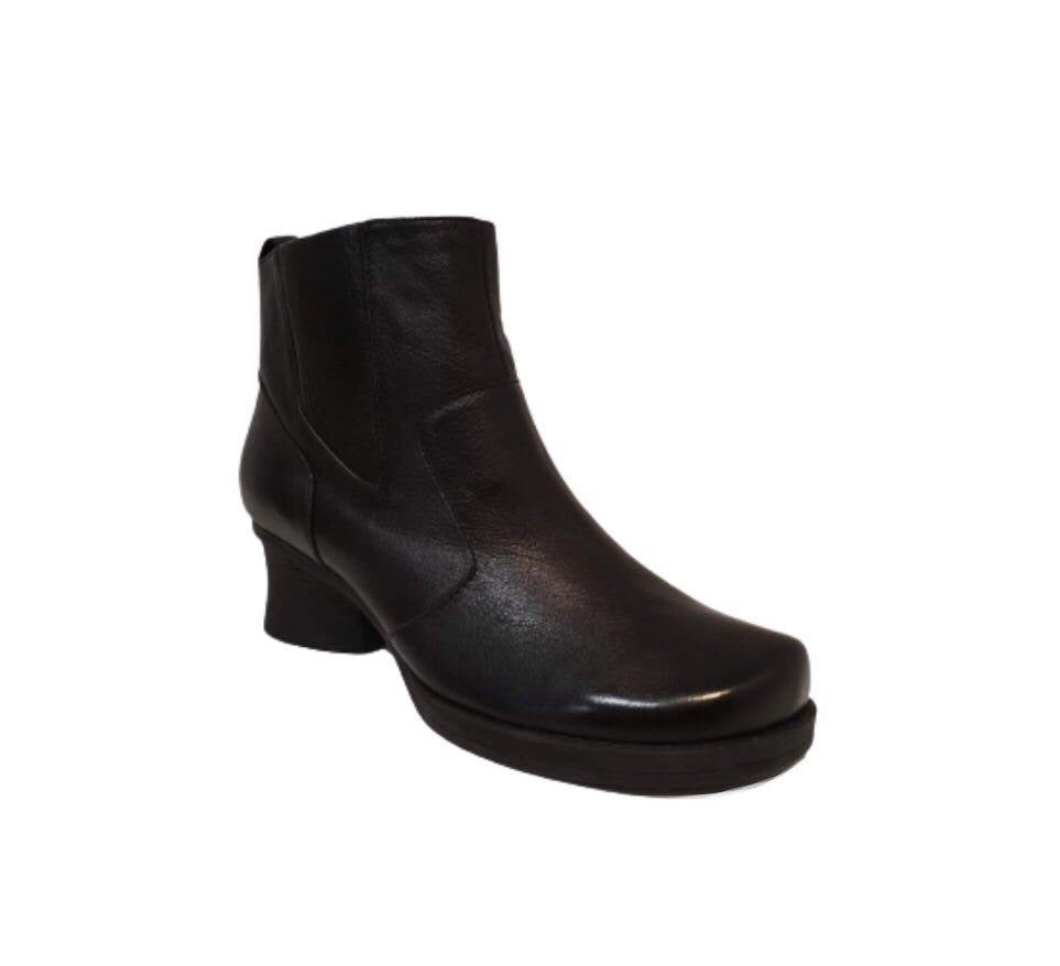 Minki Viper Black Leather Zip Ankle Boot