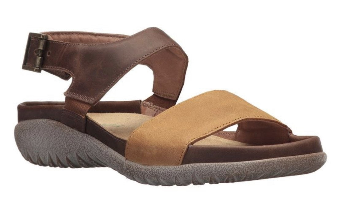 Naot Haki Oil Dune Saddle Brown Leather Ladies Sandals Made In Israel