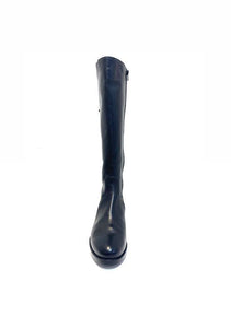 Progetto T224 Black Toffy Nero Knee High Zip Made In Italy