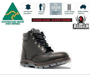 Redback UABK Alpine Black Soft Toe 5 Eyelet Made In Australia