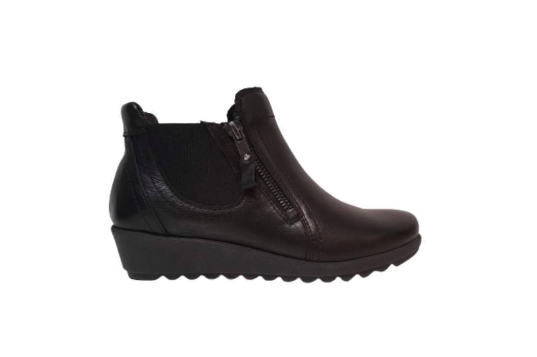 Relax Black 182-132 Elastic Zip Ankle Boot Made In Albania