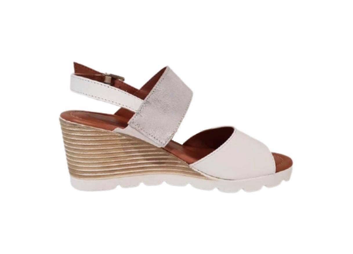 Relax 198-102 Bianca Argento White Wedge Sandal Made In Bosnia