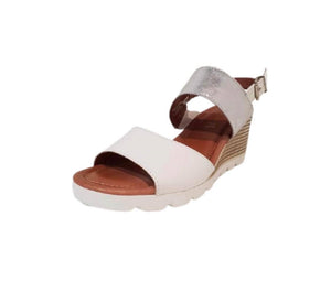 Relax 198-102 Bianca Argento White Wedge Sandal Made In Bosnia