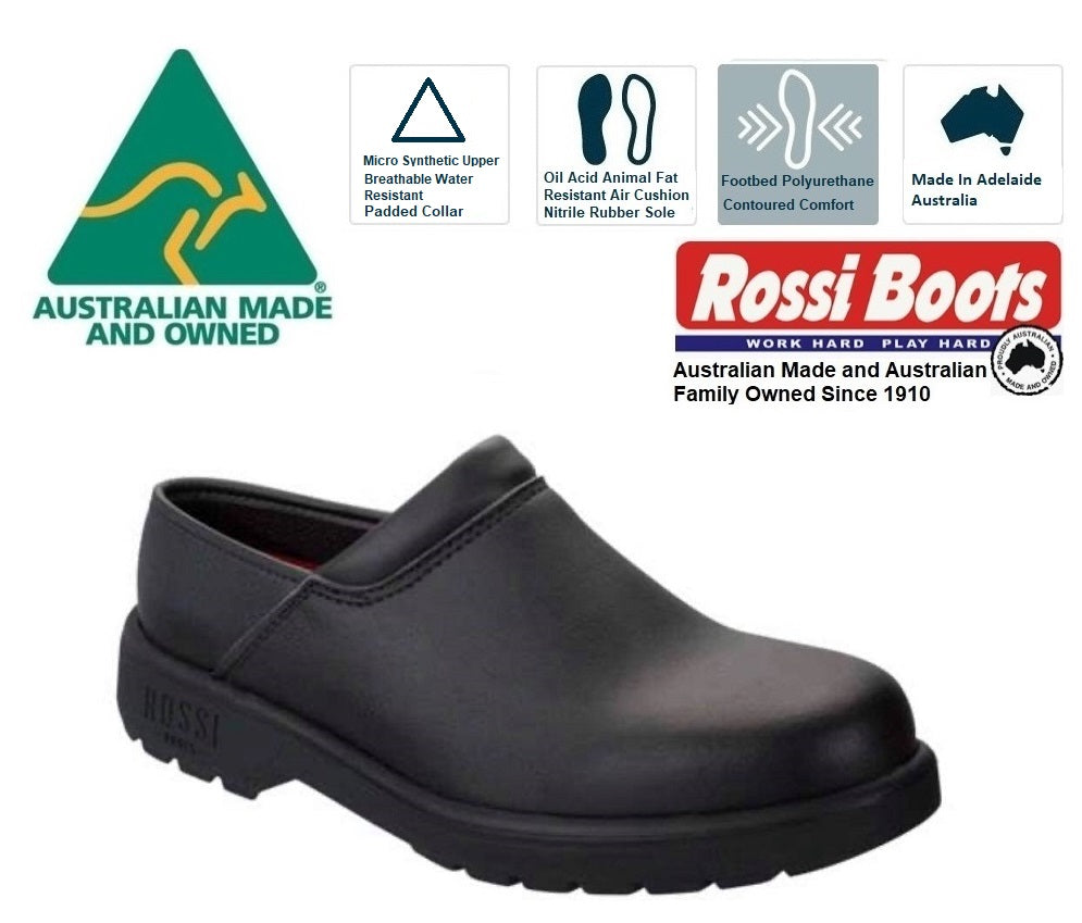 Rossi Focus Clog 941 Black Soft Toe Hospitality Shoe Made In Australia