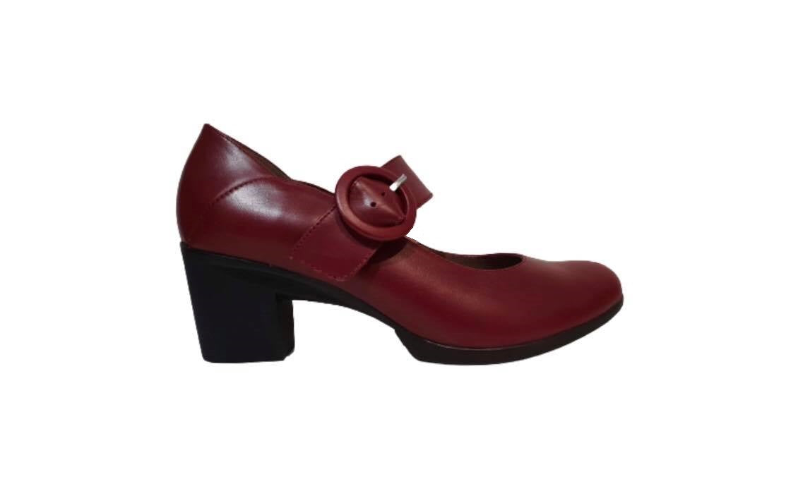 Wonders G-4701 Rubi Red Leather Court Shoe Made In Spain