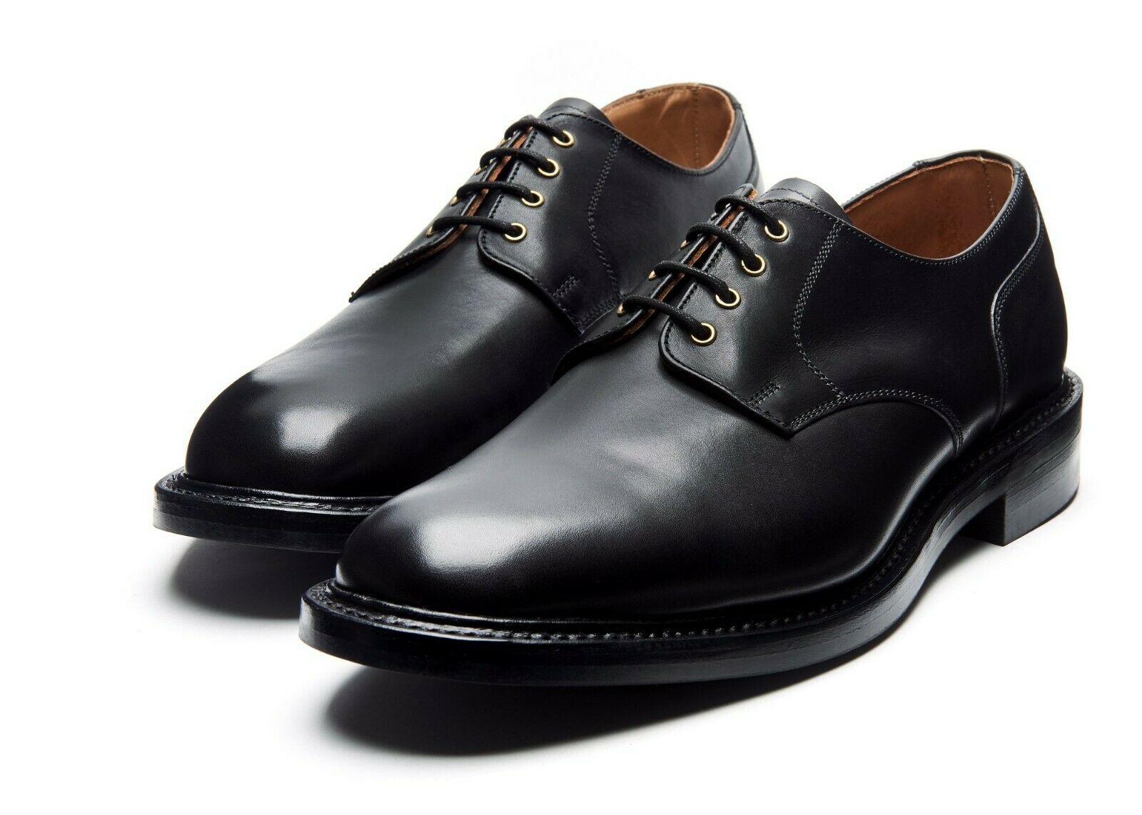 Solovair NPS Heritage BLAIR Black 4 Eyelet Gibson Shoe Leather Sole Made In England