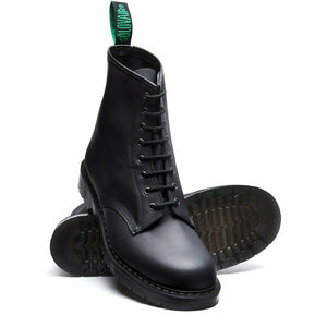 Solovair Black Greasy 8 Eyelet Boot Made In England