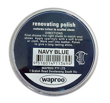 Shoe Care Products Waproo Navy Blue Renovating Polish 45g Made In Australia