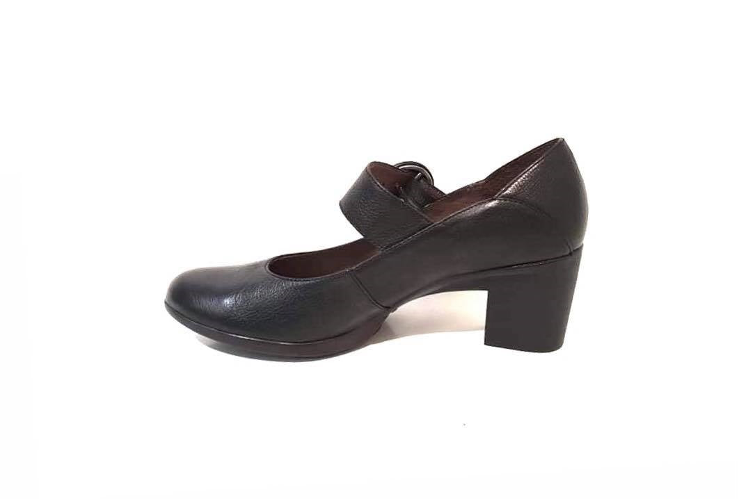 Wonders G-4701 Black Leather Court Shoe Made In Spain
