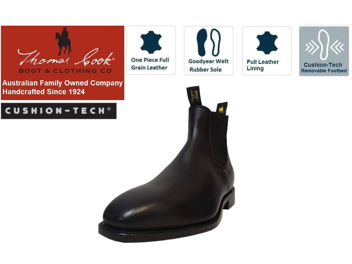 Thomas Cook Trentham Black One Piece Rubber Sole Chelsea Dress Boot ...