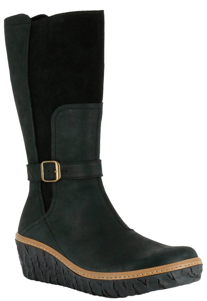 El Naturalista N5134 Black Zip Wedge High Boots Made In Spain