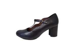 Wonders I-6861 Noche Navy Leather T-Bar Court Shoe Made In Spain