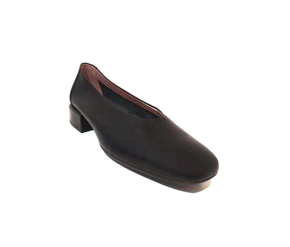 Wonders C-5008 Black Negro Leather Court Shoe Made In Spain