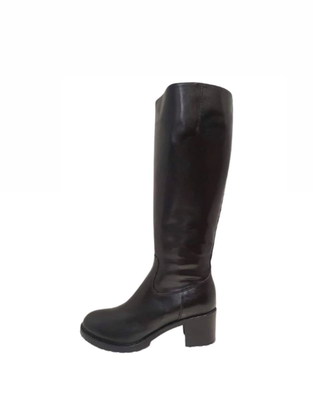 Progetto P270 Black Nero Knee High Zip Boot Made In Italy