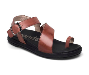 Wonders B-7413 Light Tan Rust Pergamena Leather Toe Loop Sandals Made In Spain